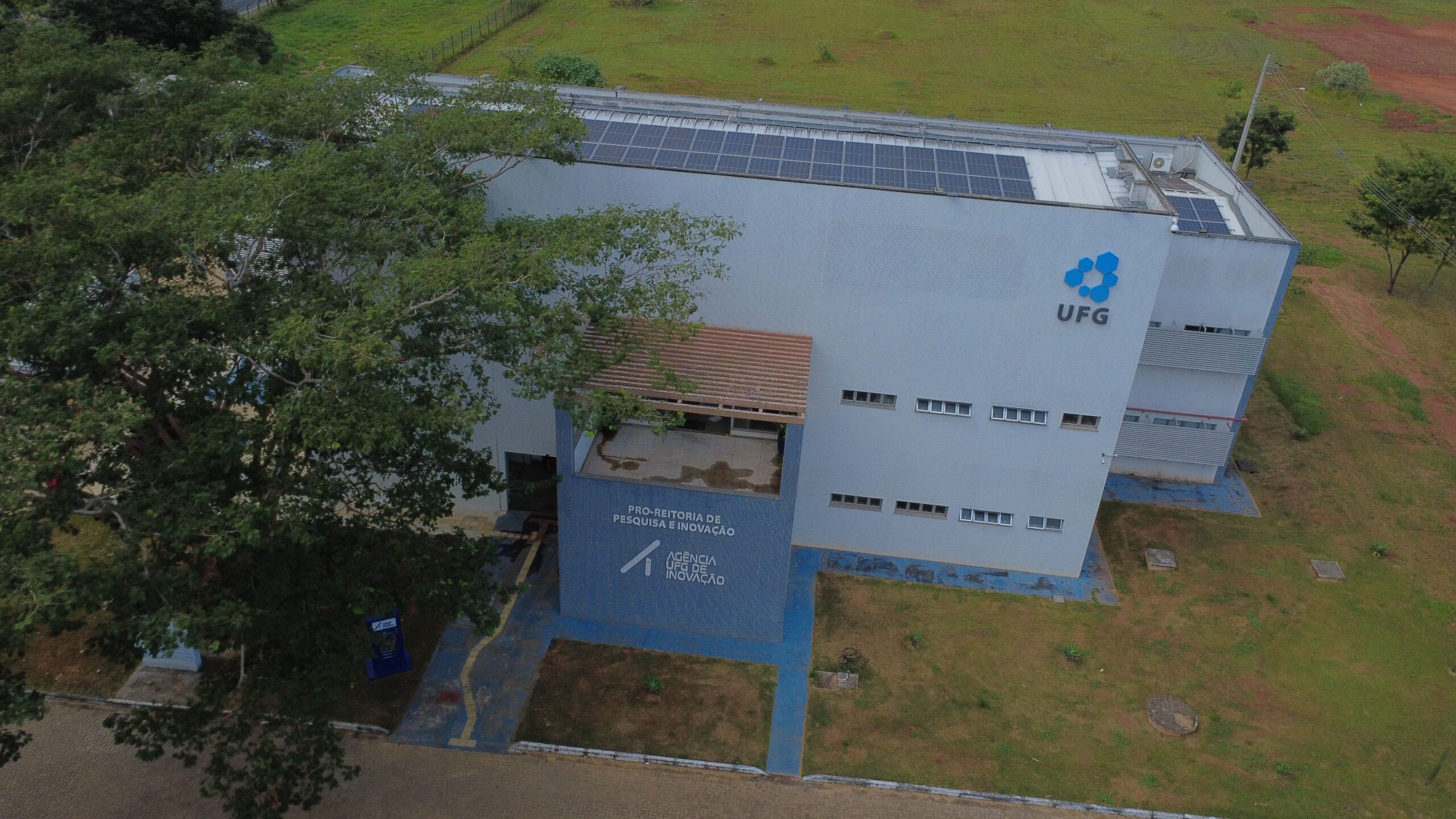 Vista aérea da Agência UFG de Inovação, Parque Tecnológico Samambaia, Goiânia
